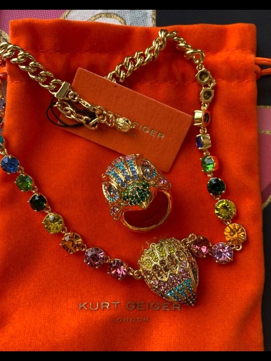 Kurt Geiger Jewelry - Kurt Geiger London Encrusted Swarovski  Necklace &  Ring : Size 8